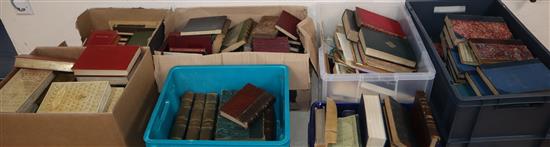 A quantity of leather cloth and vellum bound books